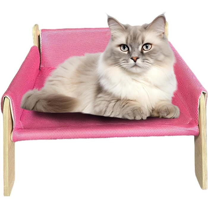 Підвищене ліжко для тварин з дерев'яним каркасом, софа для котів знімний чохол, стабільне підвищене ліжко для собак, софа для собак з дерев'яним каркасом, підвищене ліжко для собак маленьких порід, меблі для тварин з натурального дерева, рожевий колір