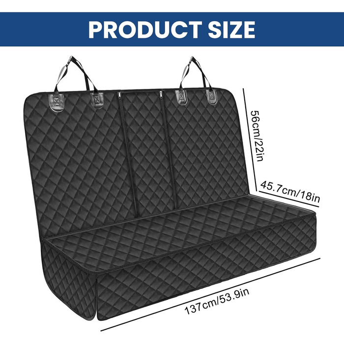 Водовідштовхуючий чохол на заднє сидіння для собак: захист сидіння авто, чохол для тварин, стійкий до ковзання та подряпин (135 x 120 см)