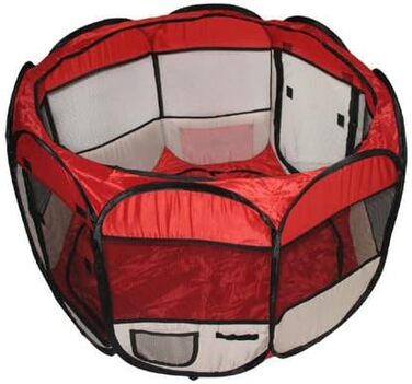 Клітка-загончик для кроликів та морських свинок BUNNY BUSINESS, розкладний, з тканини, рожевий (червоний)