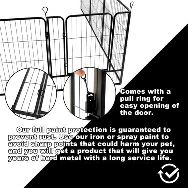 Забіг для собак, 122 см (в), огорожа для домашніх тварин, для кемпінгу, саду, автодому, металева огорожа, 16 панелей з воротами, 100 см (д), чорний, тимчасовий забіг