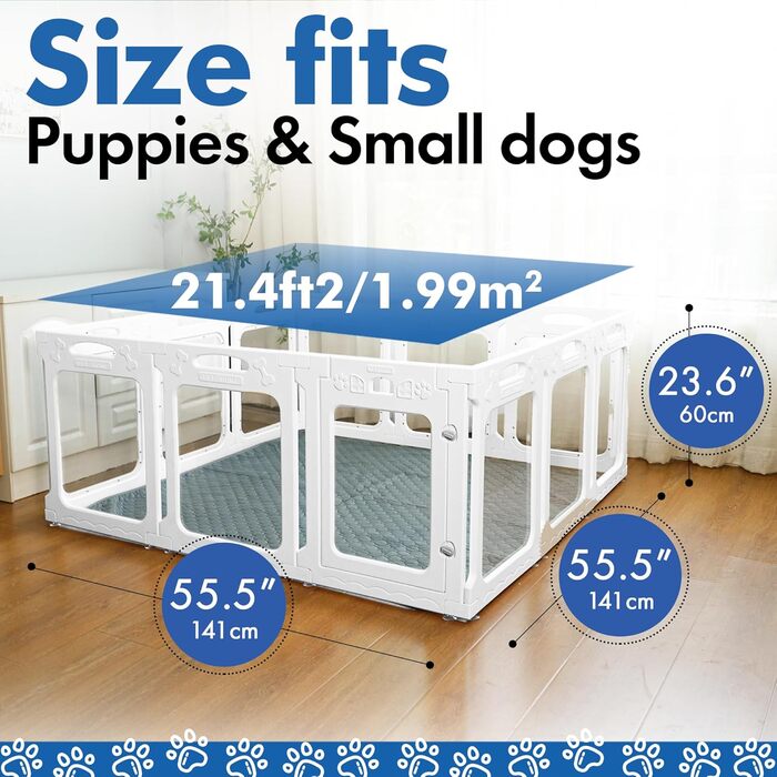 Клітка для собак Qoility, прозора, з дверцятами, 61 см, 12 панелей, чорна, зменшує тривожність, для дому