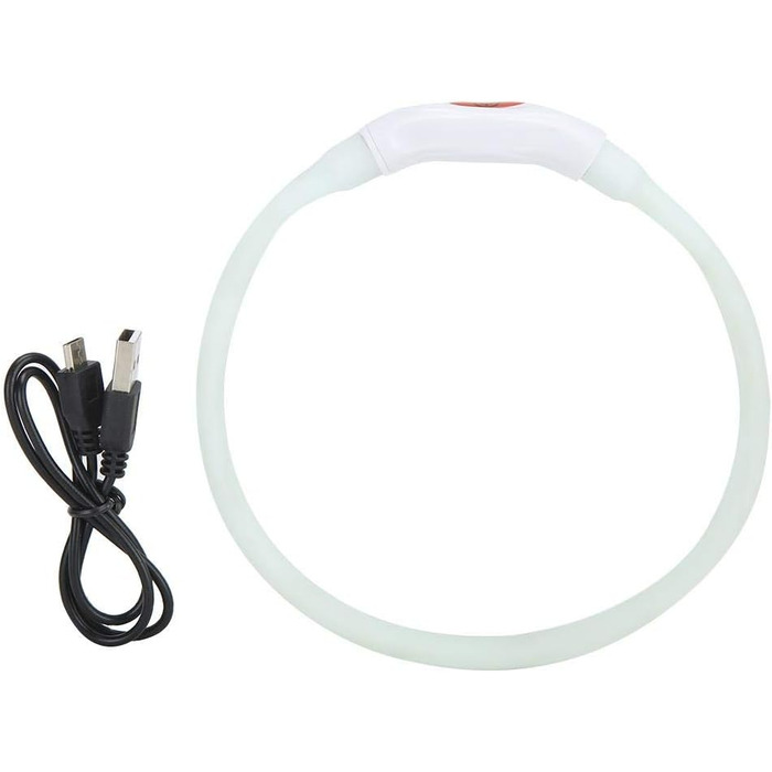 LED нашийник для собак Cikonielf USB, перезаряджається, світлодіодний, регульований, безпечний для котів та маленьких собак (білий)