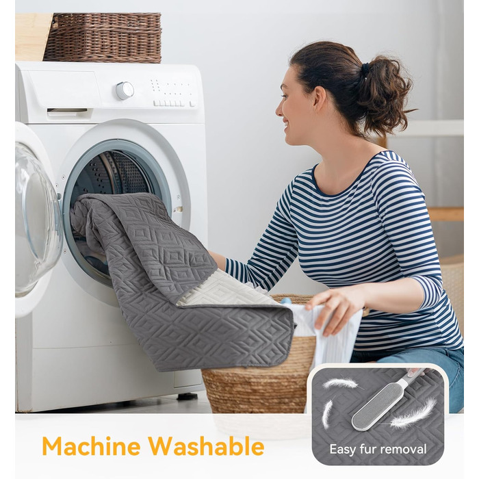 Водонепроникний килимок для собак, антиковзкий та пральний, ковдра для собак та котів, захисна ковдра від шерсті та подряпин для дивану, ліжка, автокрісла (Сірий, 127x152 см)