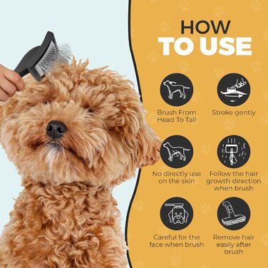 PawsltlveShine вигнута щітка для собак, для розчісування та видалення ковтунів, для пуделів, голдендудлів, довгошерстих собак, велика, чорна