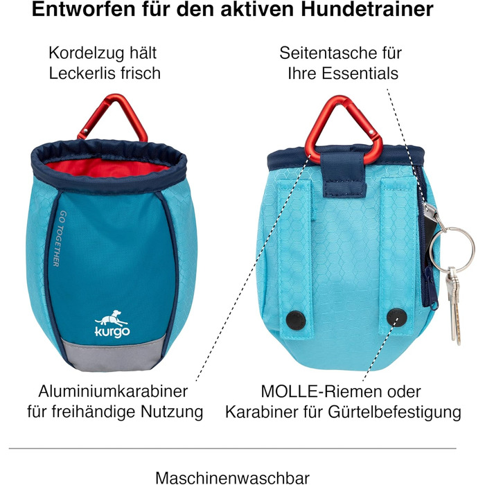 Сумка для тренування собак Kurgo Keksbeutel, червона, з кліпсою та карабіном