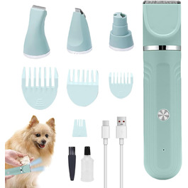 Набір для догляду за собаками вдома - 4-в-1. Електричні ножиці, регульовані, для цуценят, зелений