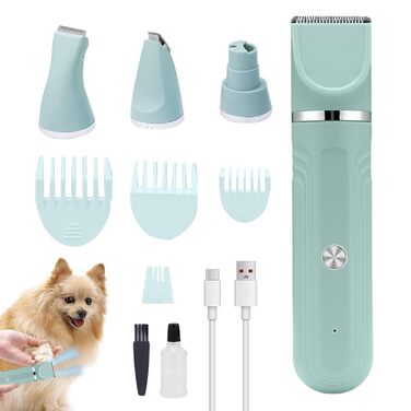 Електричний триммер для собак 4-в-1 | Шерсть, грумінг, догляд за тваринами, для собак, котів, цуценят, зелений