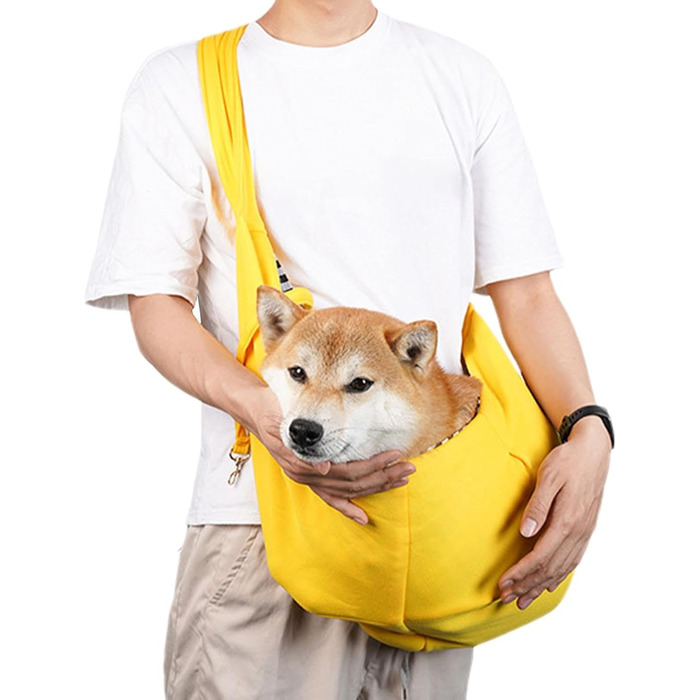 Транспортна сумка для собак - переноска для маленьких собак, безпечна, з можливістю носіння на руці, перекидна, для маленьких тварин, з регульованим ремінцем, жовта