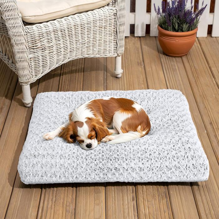 М'яке ортопедичне ліжко для собак Homaxy, великих порід, 120x74x10 см, біле. Зручна, з антиковзним покриттям, легко миється.