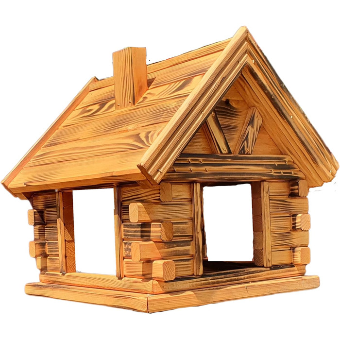 Дерев'яний будиночок для птахів з сосни, вигорілий, годівниця Vogelhaus