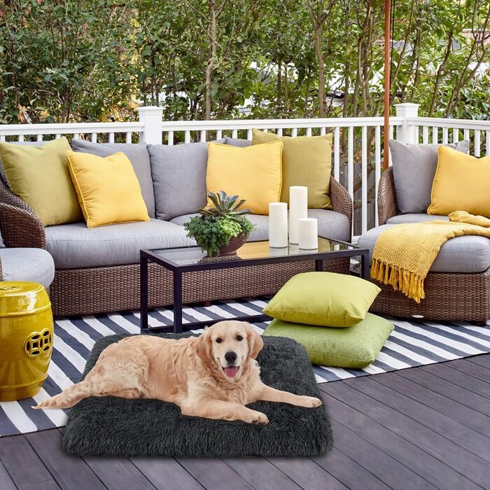 М'яке ліжко для собак та котів Aomig: квадратне, плюшеве, 75x50x8 см, сірий колір