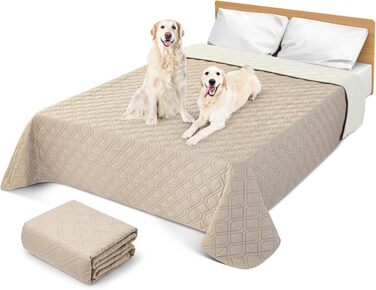 Водонепроникний килимок для собак GYURO - двосторонній, м'який, 97 x 190 см (Хакі) - для великих і маленьких собак, захист дивану, ліжка, авто, придатний для прання