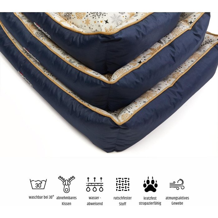 Водонепроникне ліжко для собак з бавовни та поліестеру - лежанка для собак з знімним подушкою - диванчик для собак з переносною сумкою - 7 різних мотивів - 3 розміри (S/M, X) (червоно-зелений, ) Різдво червоно-зелений (Різдво сіро-золотий, M)