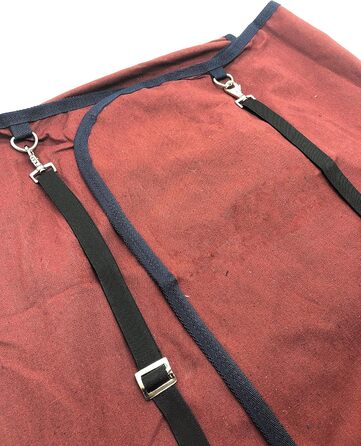 Літня повісь для коня Maddy 2, бавовняна легка та дихаюча стібленка для весни та літа з ременями та захистом хвоста (Бордовий/Синій, 128 см)