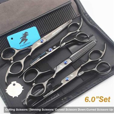 Набір професійних ножиць для грумінгу тварин (6.0 дюймів) 4 шт. з нержавіючої сталі. Ідеально підходить для догляду за собаками, кішками та іншими домашніми тваринами. У комплекті гребінець.