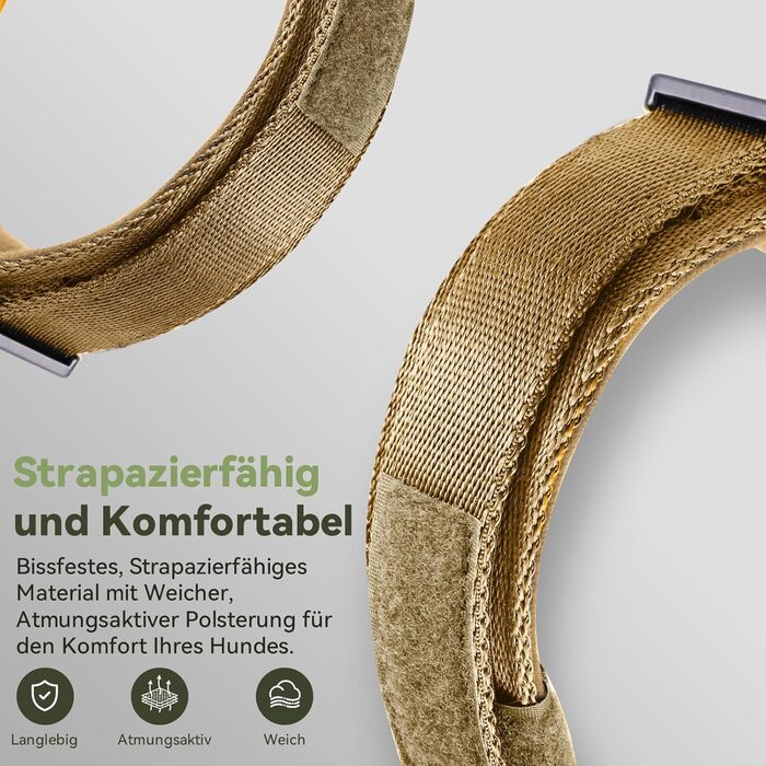 Тактичне собаче нашийник DE JIARUI з ручкою, водовідштовхувальний Airtag нашийник для собак, товстий регульований нашийник для собак з м'якою підкладкою, металева застібка для середніх та великих собак (Зелений, M(15'-19')) Зелений L(18'-23') (Хакі, L(18'