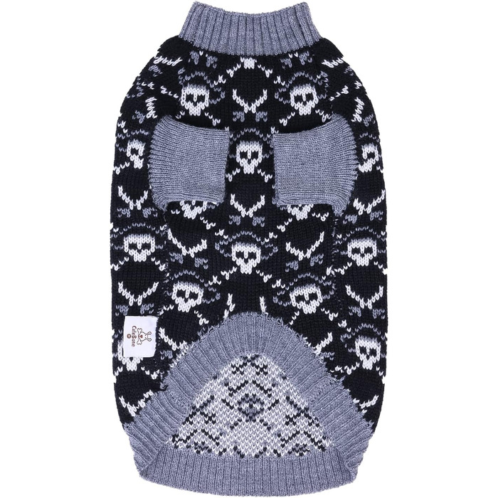 Светр для собак Cutebone на Halloween з принтом піратського черепа, одяг для цуценят, зручні світшоти та накидки з отвором для повідка, DS39M-DE M