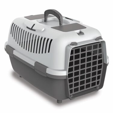 Номаде 3 - переноска для собак та котів, 60x40x38 см, до 12 кг, міцний поліпропілен, сірий колір