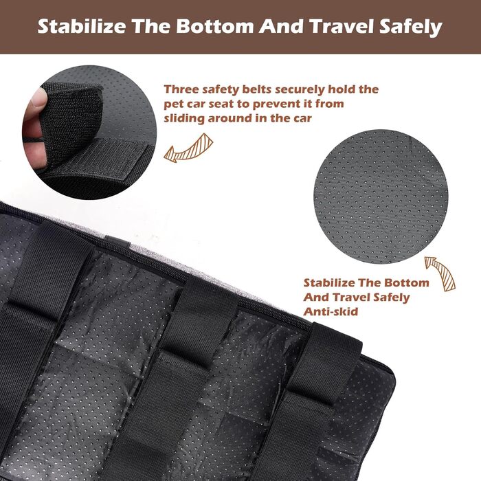 Автокрісло для собак та котів, Mittelkonsole, стабільне, з ременями, знімне, миється (Moiré)