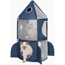 Дряпка-будиночок для котів Catit Vesper Turm, ракета, з подушкою, синя
