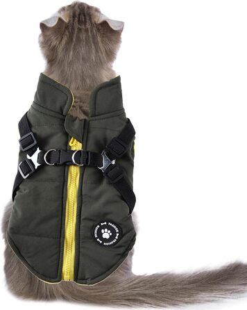 Зимовий теплий одяг для собак: теплий жилет з шлейкою, теплий зимовий одяг, для цуценят, маленьких, середніх та великих собак (зелений, XL)