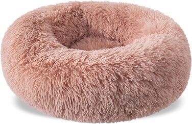 Кругла лежанка для собак та котів, лежанка-доннат, 80 см, світло-коричнева