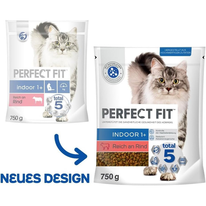 Сухий корм для дорослих котів Perfect Fit Indoor 1+ з яловичиною, 7 кг