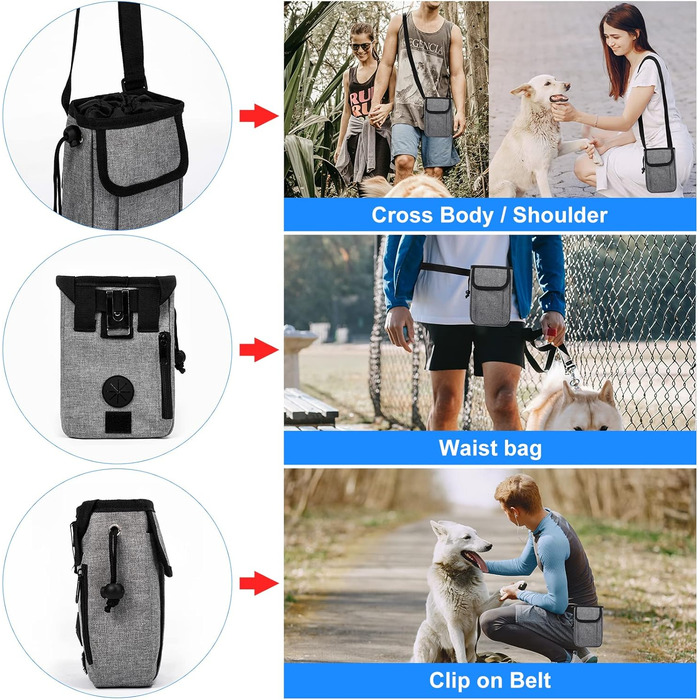 Сумка-переноска для собак Modoker, схвалена авіакомпаніями, органайзер для домашніх тварин з плечовим ременем, 2 контейнери для корму для собак, 2 складні миски для собак, темно-сірий