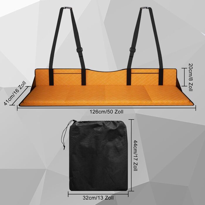 Розширювач для заднього сидіння автомобіля, розкладна платформа для сну, універсальний для SUV, MPV та компактних авто (оранжевий, шкіра)