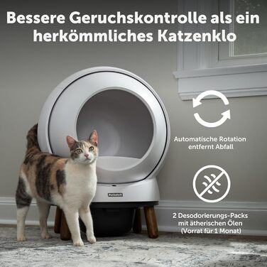 Автоматичний туалет для котів PetSafe ScoopFree SmartSpin з самоочищенням, сучасною системою контролю запаху, керуванням через додаток, моніторингом здоров'я, підходить для будь-якого наповнювача, до 2 тижнів автономної роботи