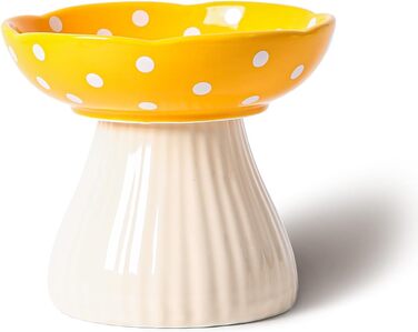 Підвищена годівниця для котів RESVUGA з милим дизайном, безпечна керамічна годівниця для котів та маленьких собак (жовта)