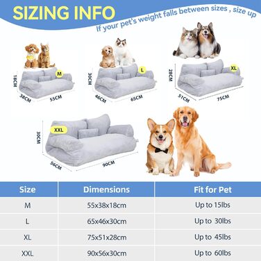 М'яке ліжко для котів та собак великого розміру 90x56x30 см, з неслизьким дном