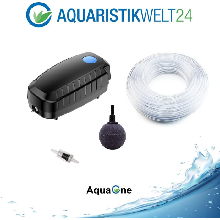 AquaOne повітряний насос CAP-10, 4 Вт, комплект для ставків до 3 м³, енергоощадна аерація, з розпилювачем і шлангом