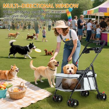 Дитяча коляска для тварин з 4 колесами, сіра: легка, складна, до 7,5 кг