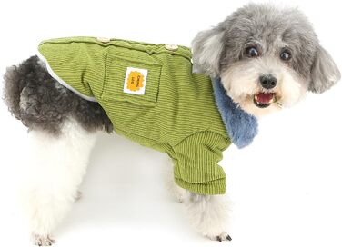 Теплий куртка для собак на осінь/зиму Ranphy з флісовою підкладкою та D-порогом, для чихуахуа та інших маленьких порід (зелений, M)