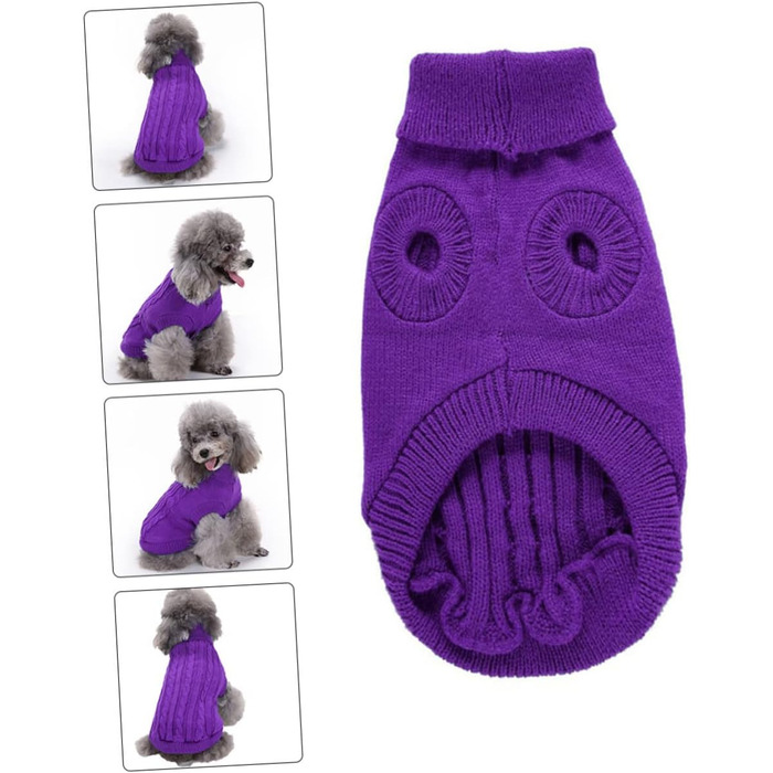 Пов'язка на голову для собак POPETPOP з акрилових волокон, фіолетового кольору, тепла, для зими, миється та повторно використовується, розмір XXXL