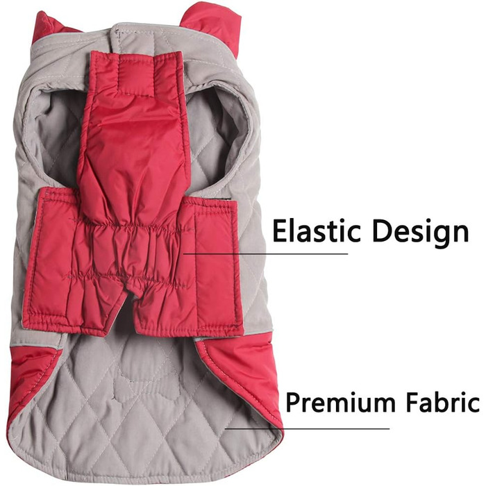 Водонепроникний теплий одяг для цуценят та маленьких собак: куртка з бавовни для холодної зими, XS (Сірий, Червоний)