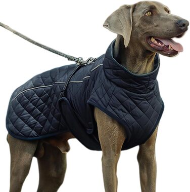 Зимовий теплий одяг для собак: вітронепроникна бавовняна жилетка, утеплена модель для прогулянок, походів, кемпінгу та міста (морська синя)