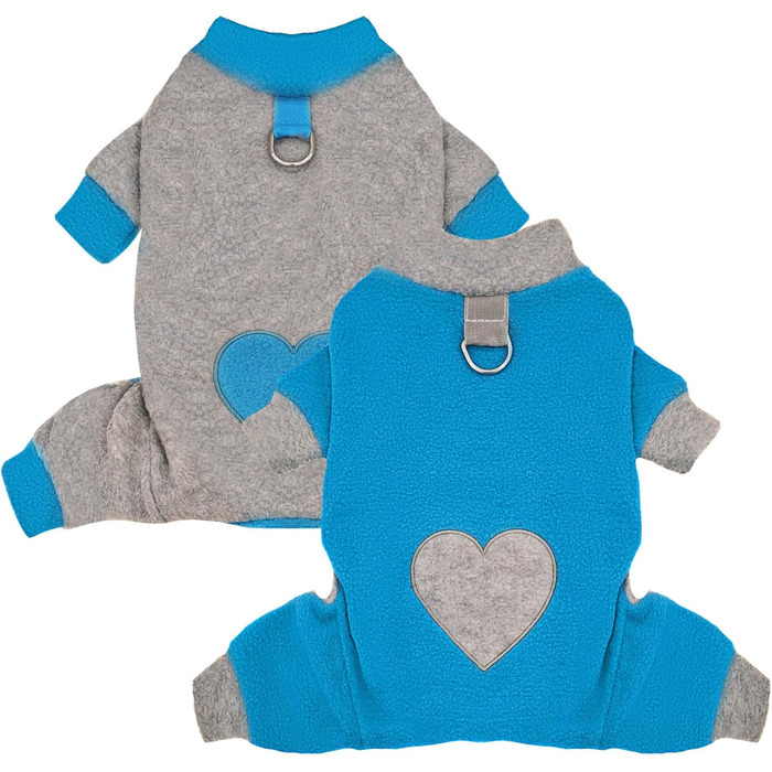 Піжама для собак маленьких порід, фліс, теплий пуловер для собак, комплект 2 шт. X-Small (довжина спини 22 см), блакитний