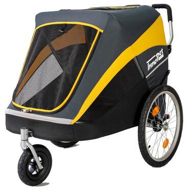 Візок для собак Innopet Hercules 2.0, жовто-сірий - міцний, до 50 кг, з дощем, колеса 45см, EFA колеса