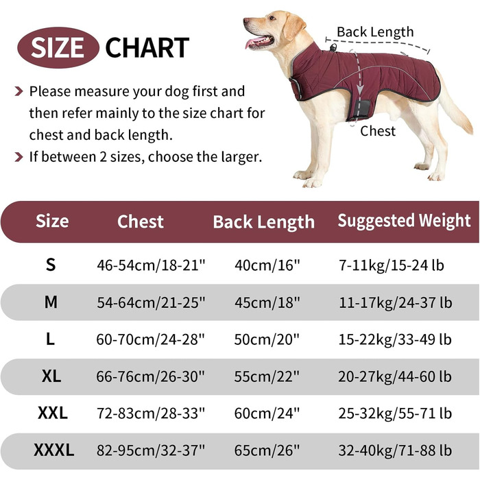 Водонепроникний теплий зимовий верхній одяг для собак Heywean: флісова куртка-пуловер з кільцем D, світловідбиваючими елементами та застібкою-липучкою. Підходить для малих, середніх та великих собак. Розмір M, колір: червоний.