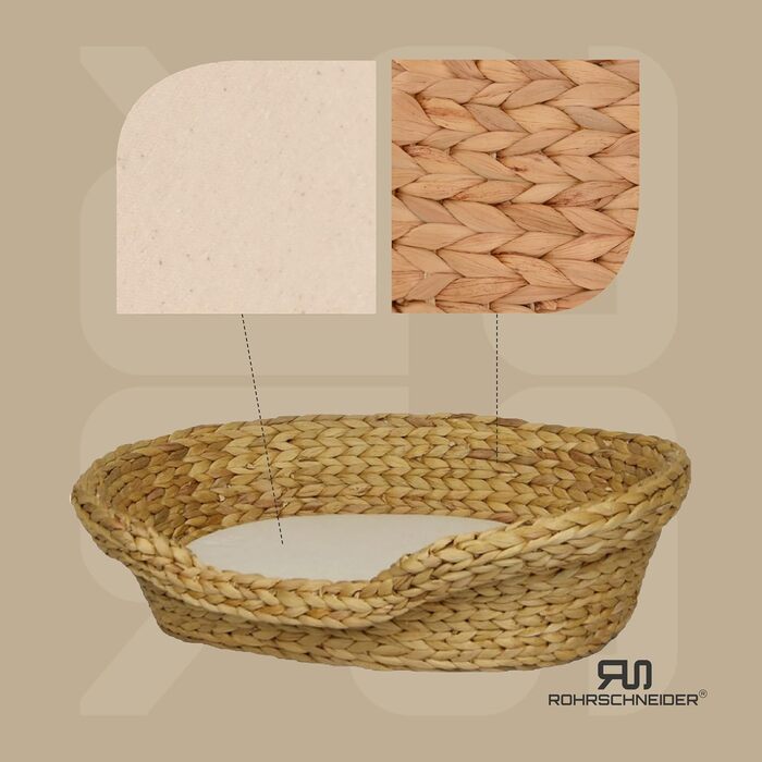 Зручне котяче ліжечко Rohrschneider з подушкою | Гніздо для котів з ротангу | Екологічне котяче ліжко з подушкою | 2 розміри