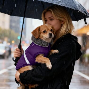 Зимова куртка для собак з відбиваючими елементами, тепла флісова, для активного відпочинку (L, Purple)