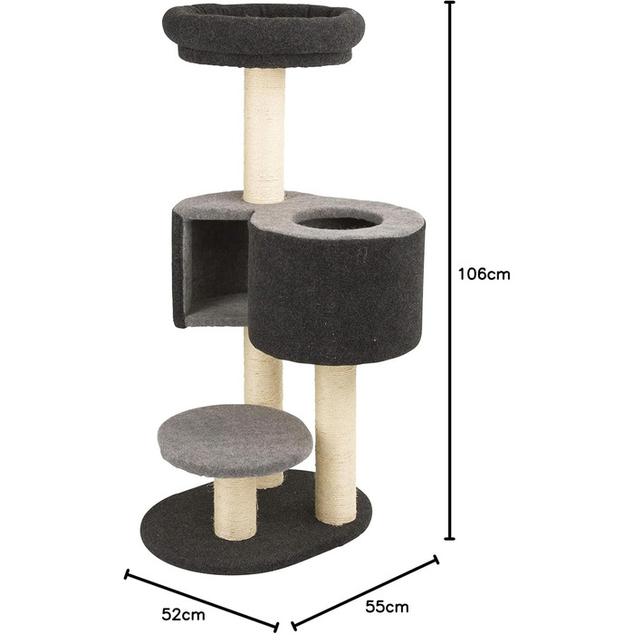 Дряпка для котів Kerbl Fridolin з фетру, сірого кольору, розмір до 55x52x106 см