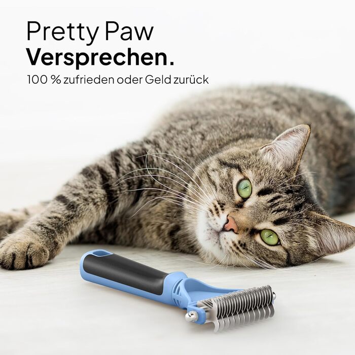 Гребінець для котів Pretty Paw®: м'яке видалення шерсті, проти ковтунів. Підходить для довгошерстих та короткошерстих котів. Масажна підшерсткова щітка. Нова, блакитна!