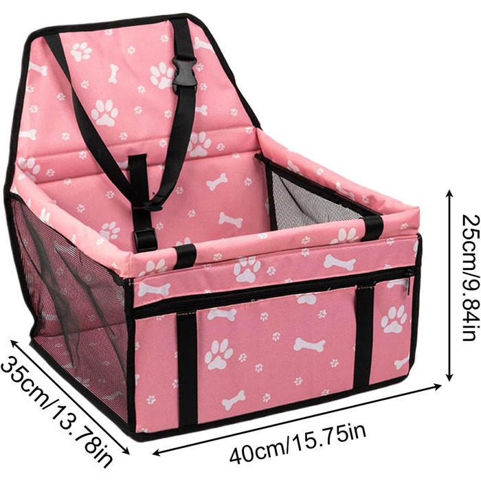 Транспортна переноска для собак у авто - підвищення для собак з кишенькою для зберігання - автокрісло для цуценят, складане, аксесуари для подорожей з домашніми тваринами для довгих поїздок, Percor Rosa UN
