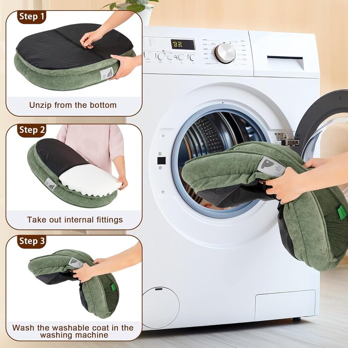 Ортопедичне ліжко для собак маленьких порід, велике (L), зелене Squishmallow, знімний чохол, неслизьке дно, 4 валики для шиї