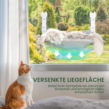 Кішка ліжко на вікно HiPetpy, світлодіодна двостороння матрац, складана та бездротова, міцні присоски до 20 кг, зручний поглиблений дизайн, 360° огляд, підвісна ліжко для котів, віконце-ліжко (Сірий, 1 шт.)
