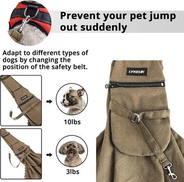 Транспортна сумка для домашніх тварин Lyneun: регульована, дихаюча, для котів та собак (Хакі)