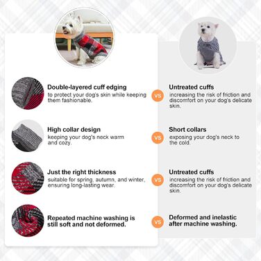 Пуловер для собак та котів, теплий, м'який, осінь/зима, розміри XXS-XS, сірий+червоний